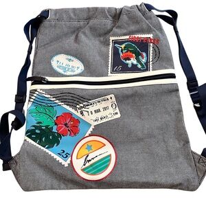 NWT Vera Bradley Beach Backsack Oxford Postage Stamp Rare